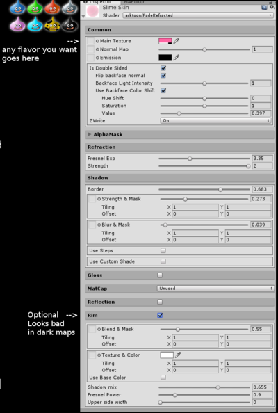 Unity shader settings.