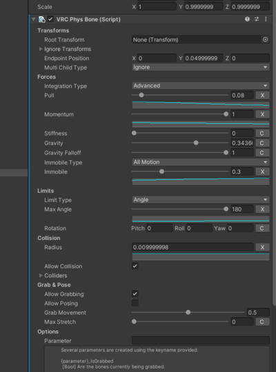 The hair settings I used (are default!)