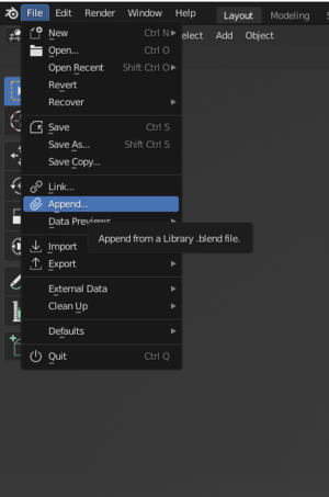 to append to a blend file